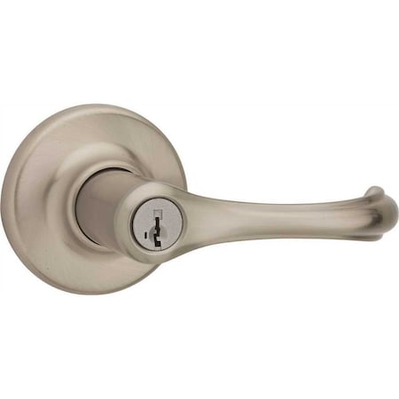 Kwikset SmartKey Security Dorian Entry Lever, Satin Nickel 405DNL 15 SMT 6AL RCS